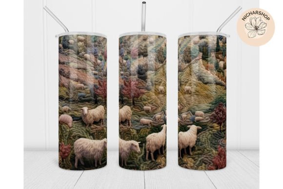 20oz Sheep Farm Embroidery Tumbler Wrap
