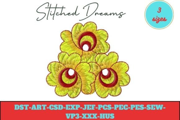 Conjoined Floral Embroidery Design