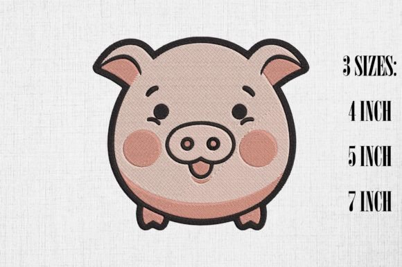 Cute Pig Embroidery Design