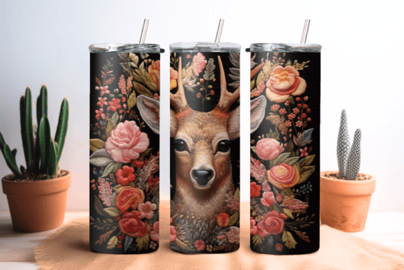 Embroidery Deer Tumbler Wrap