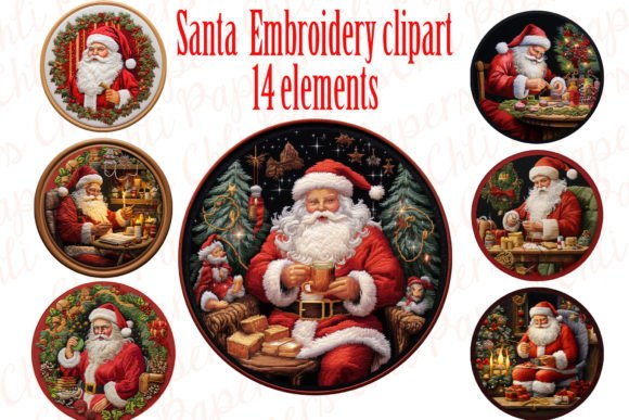 Embroidery Santa Clipart: A Festive Graphic for Apparel Projects