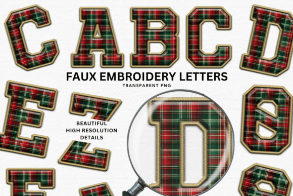 Faux Embroidery Tartan Alphabet PNG Review for Seasonal Projects
