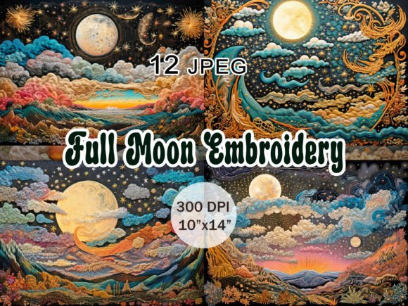 Fool Moon Embroidery JPEG Clipart