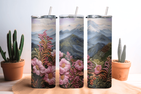 Mountain Embroidery Tumbler Wrap